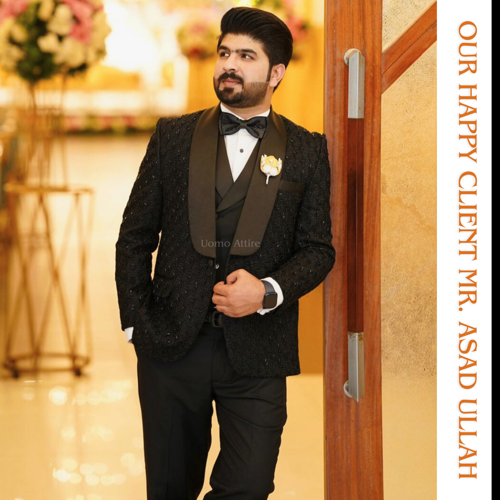 Black Designer Groom Tuxedo Suit for Wedding