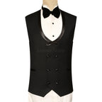 Double Breasted Black Vest for Groom