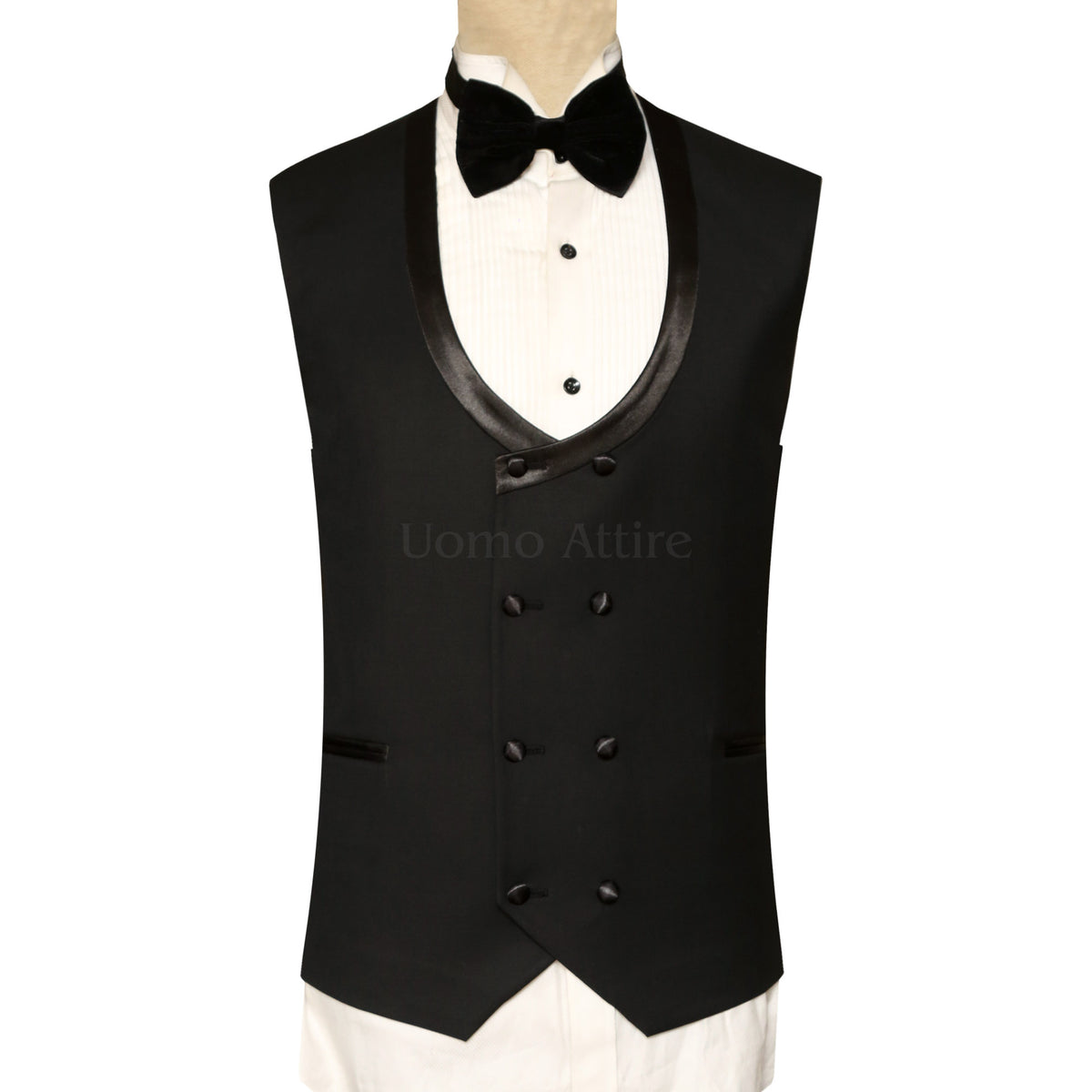 Double Breasted Black Vest for Groom