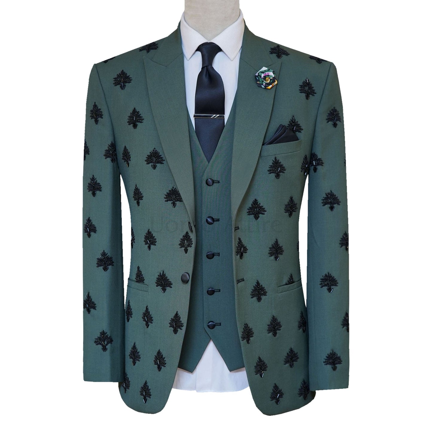 New Design Dark Green 3 Pieces Mens Suits Formal Business Blazers