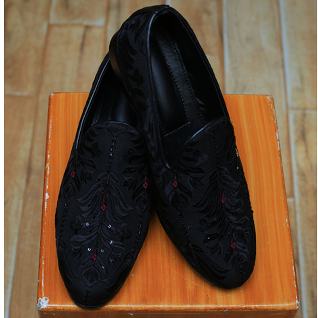 Fully Embellished Black Shoes for Wedding