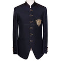 Black Perfect Fit Prince Coat with Contrast Pick-Sleeve and Patched Embellished Pockets