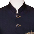 Black Perfect Fit Prince Coat with Contrast Pick-Sleeve and Patched Embellished Pockets 4
