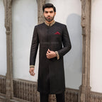 Regal Jet Black Sherwani for Groom A Perfect Blend of Elegance and Royalty