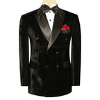 Black Velvet Double Breasted Tuxedo Suit for Men | Velvet Tuxedo Suit