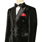 Black Velvet Double Breasted Tuxedo Suit for Men | Velvet Tuxedo Suit