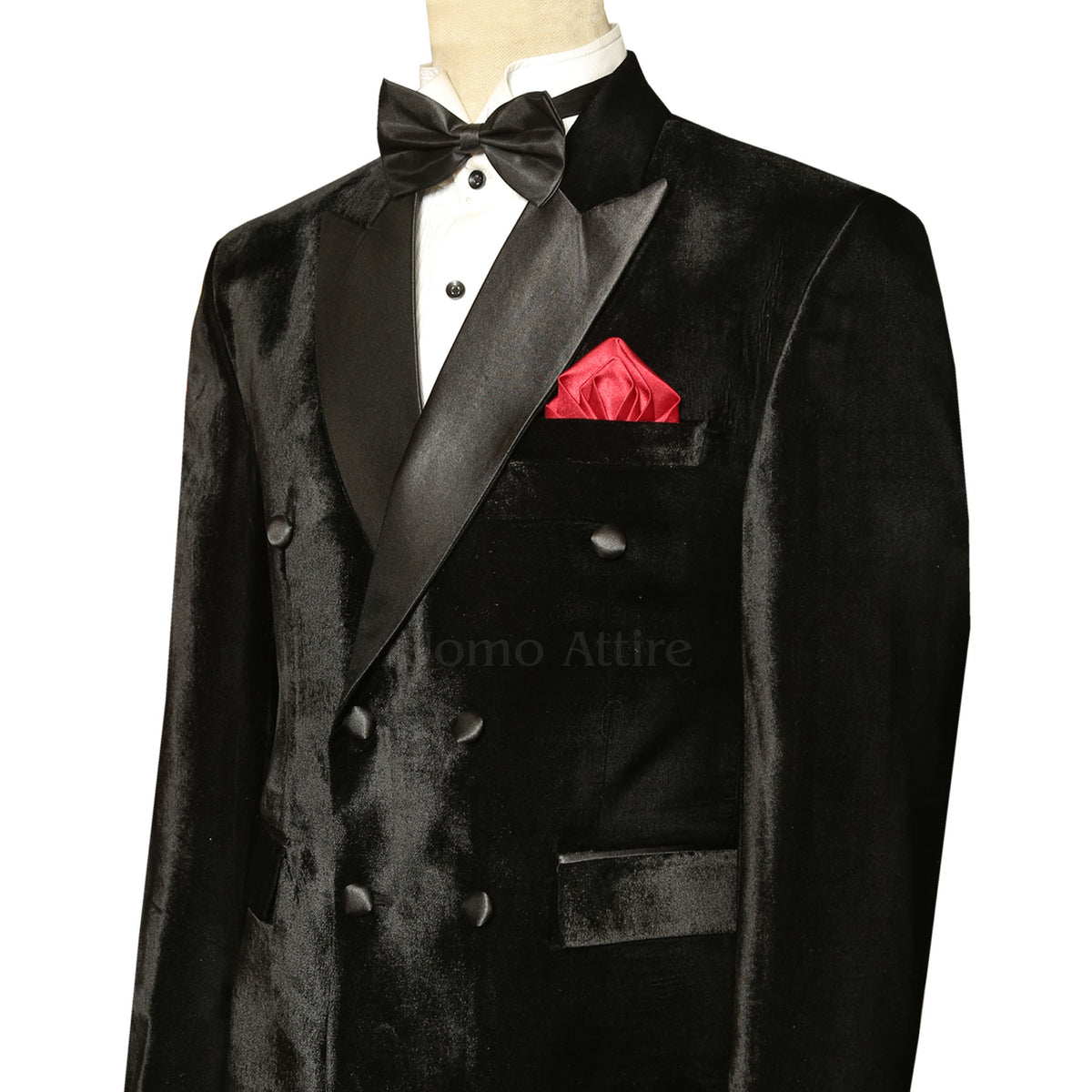 Black Velvet Double Breasted Tuxedo Suit for Men | Velvet Tuxedo Suit