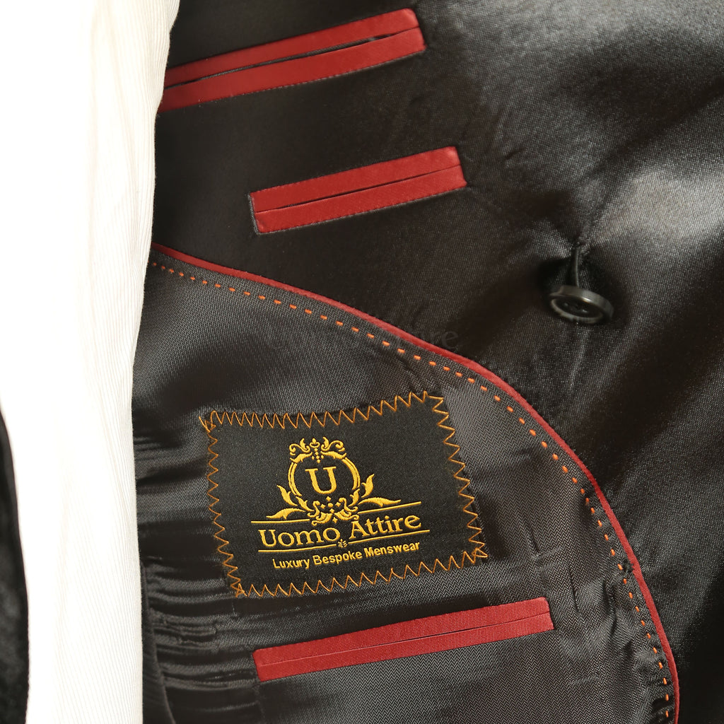 Black Velvet Double Breasted Tuxedo Suit for Men | Velvet Tuxedo Suit