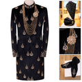 Black Velvet Wedding Sherwani for Groom