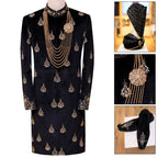 Black Velvet Wedding Sherwani for Groom