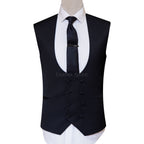 Black Double Breasted Vest for Custom Embellished Light Green Three Piece Suit | Three Piece Suit for Men