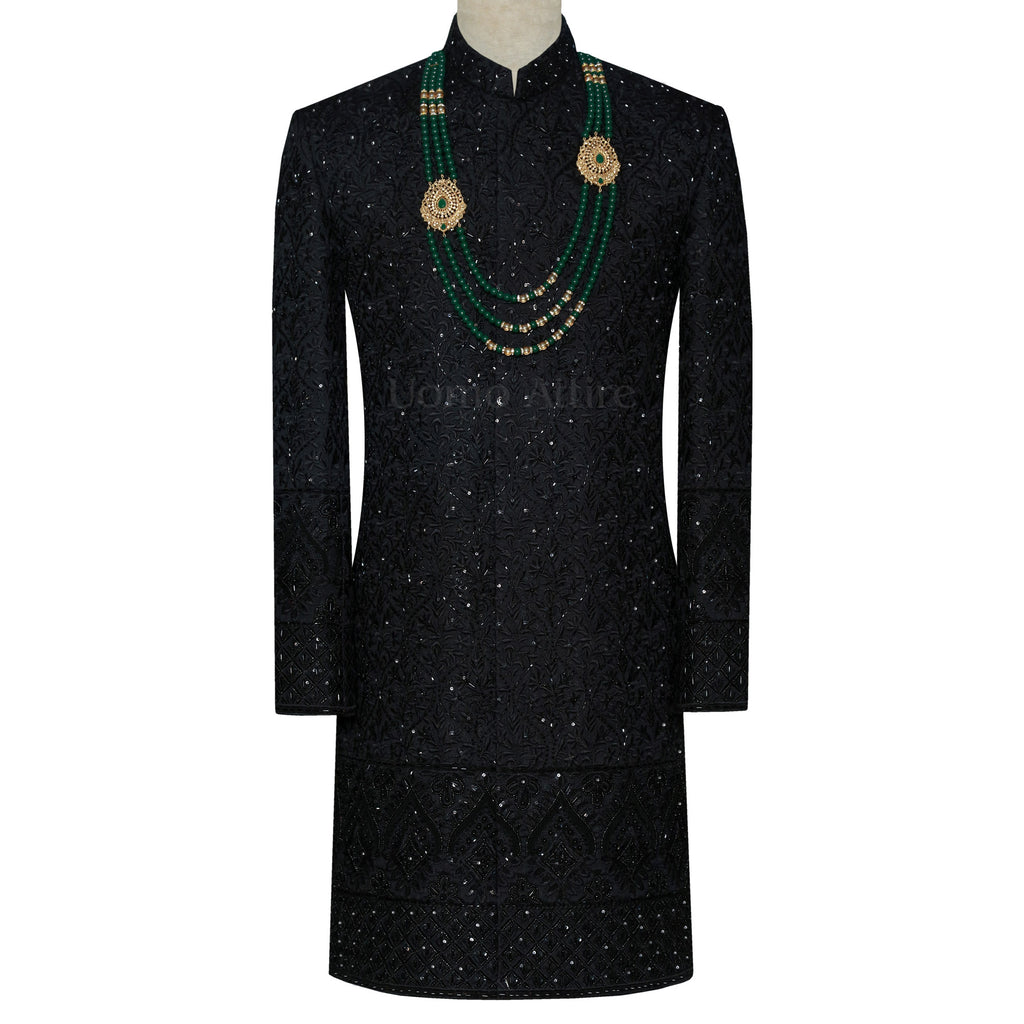 Black Wedding Sherwani for Groom