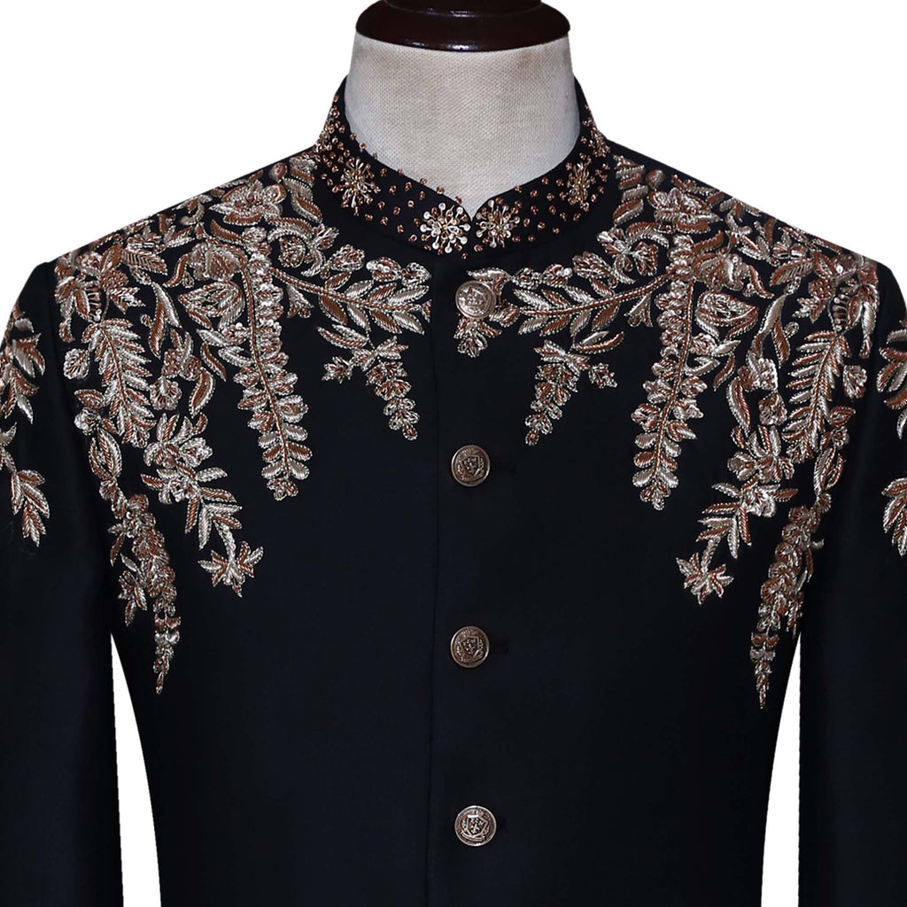 Black Designer Prince Coat with Pants for Groom and Party in USA