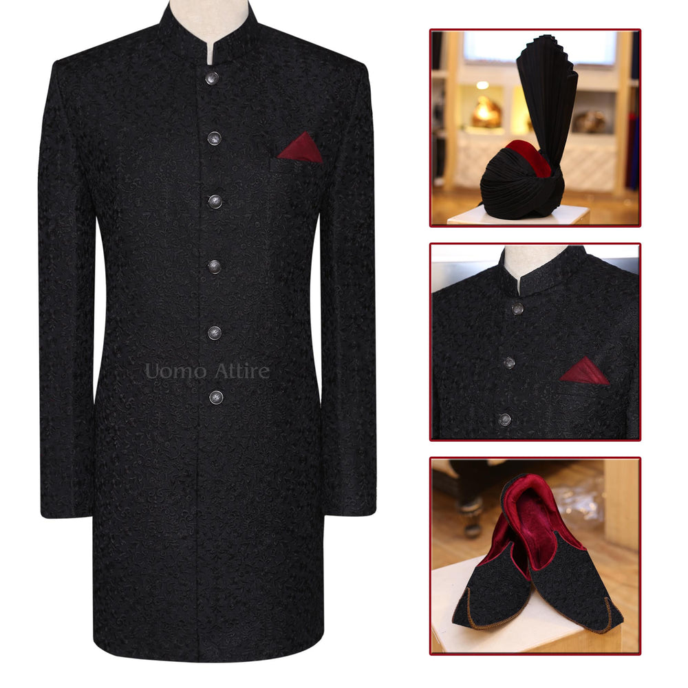 Black Embroidery sherwani