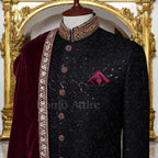 Black Fully Embroidered Sherwani for Groom Wedding