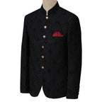 Black customized Prince Coat with fully micro black embllishement | Black prince coat for groom 2