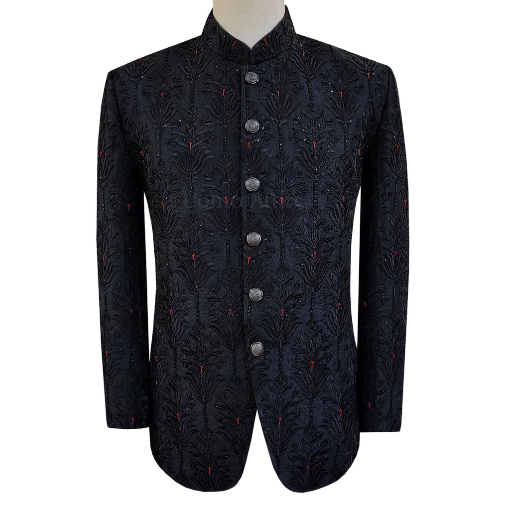 Black fully embellished specially designed for groom prince coat | Black Prince Coat for Groom and Groomsmen