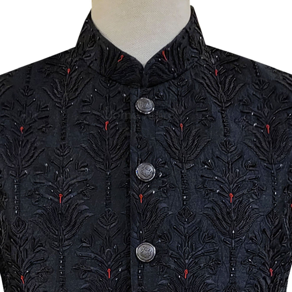 Black fully embellished specially designed for groom prince coat | Black Prince Coat for Groom and Groomsmen
