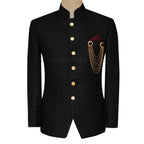 Black fully embroidered prince coat design for men | Black prince coat design for groom