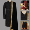 Black fully embroidred sherwani for groom | Black Sherwani Pakistani