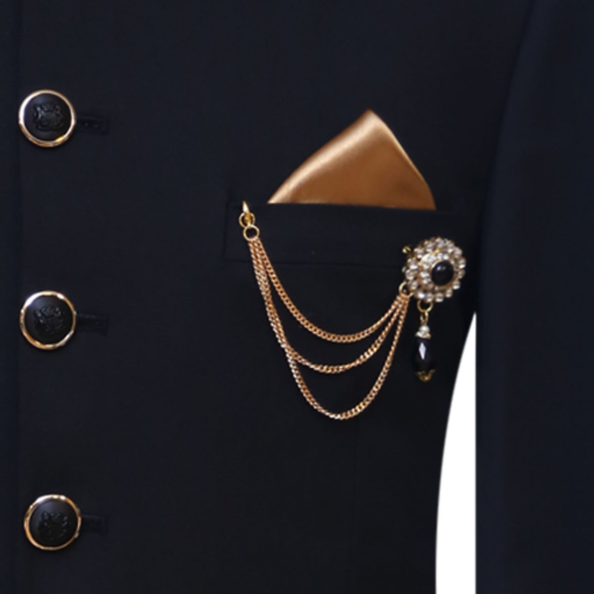 Black imported Italian fabric with hand-embellished prince coat 2
