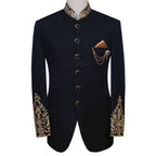 Black imported Italian fabric with hand-embellished prince coat