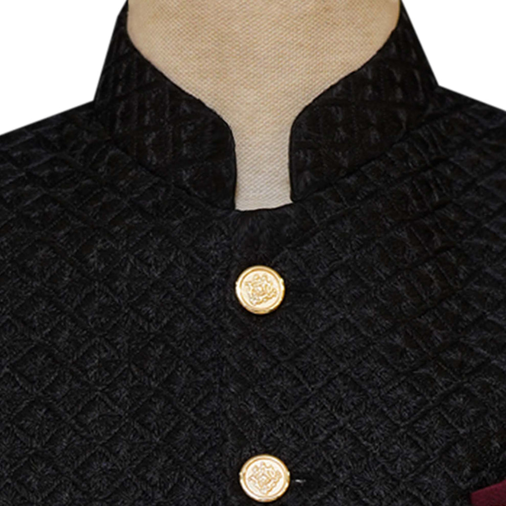 Black fully embroidered prince coat design for men | Black prince coat design for groom 4