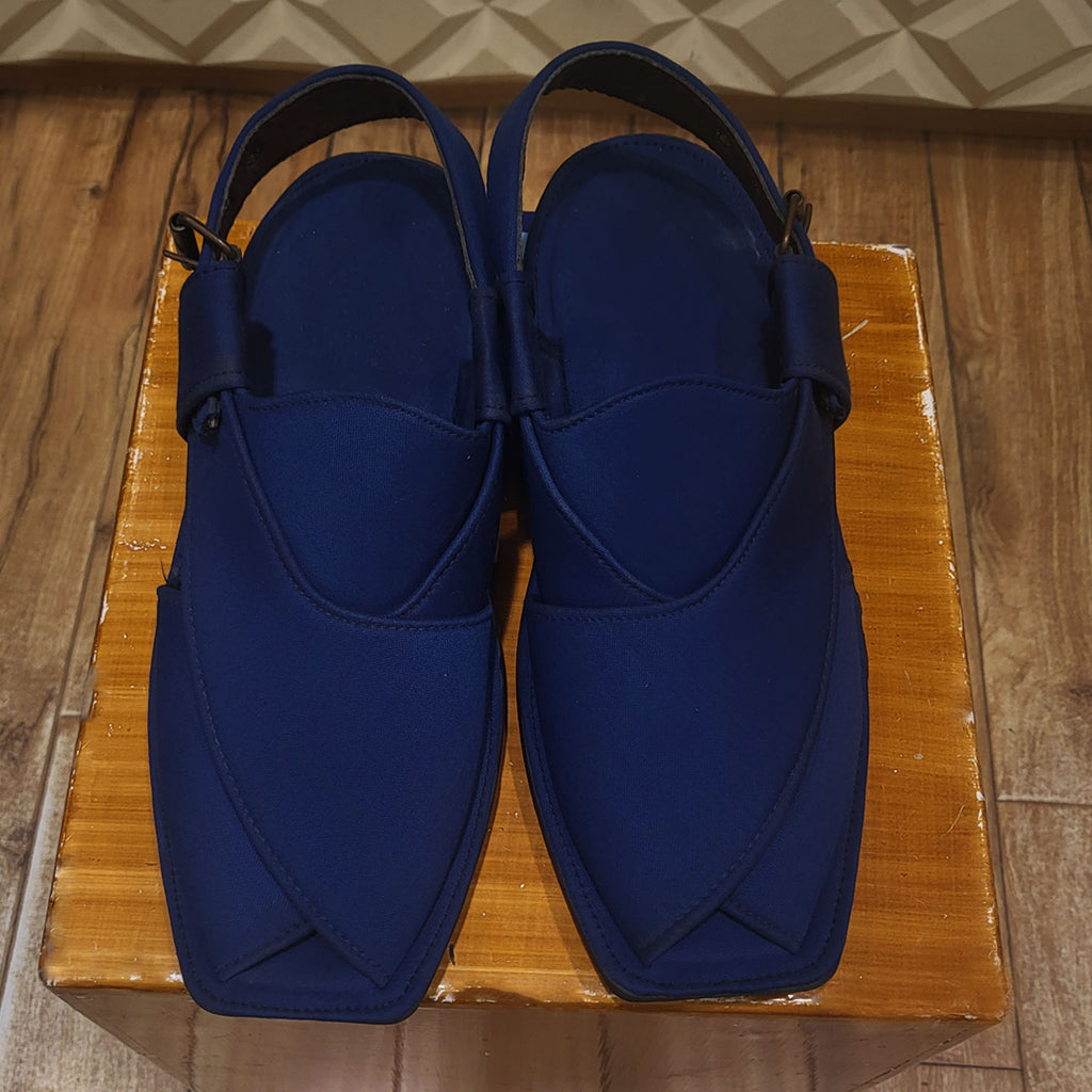 Men's Blue Check Waistcoat With Chappal