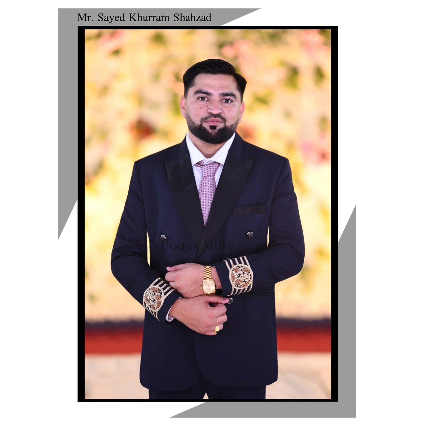 Meet our happy client Mr. Sayed Khurram Shahzad in Customized Navy Blue Tuxedo Suit