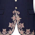 Blue Wedding Prince Coat For Men With Tea Pink Handwork