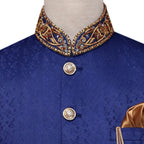Blue full sleeve and ban embellished prince coat 2