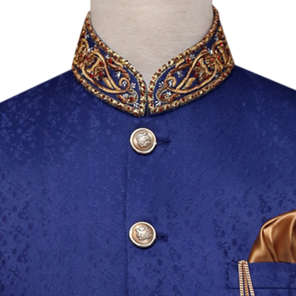 Blue full sleeve and ban embellished prince coat 2