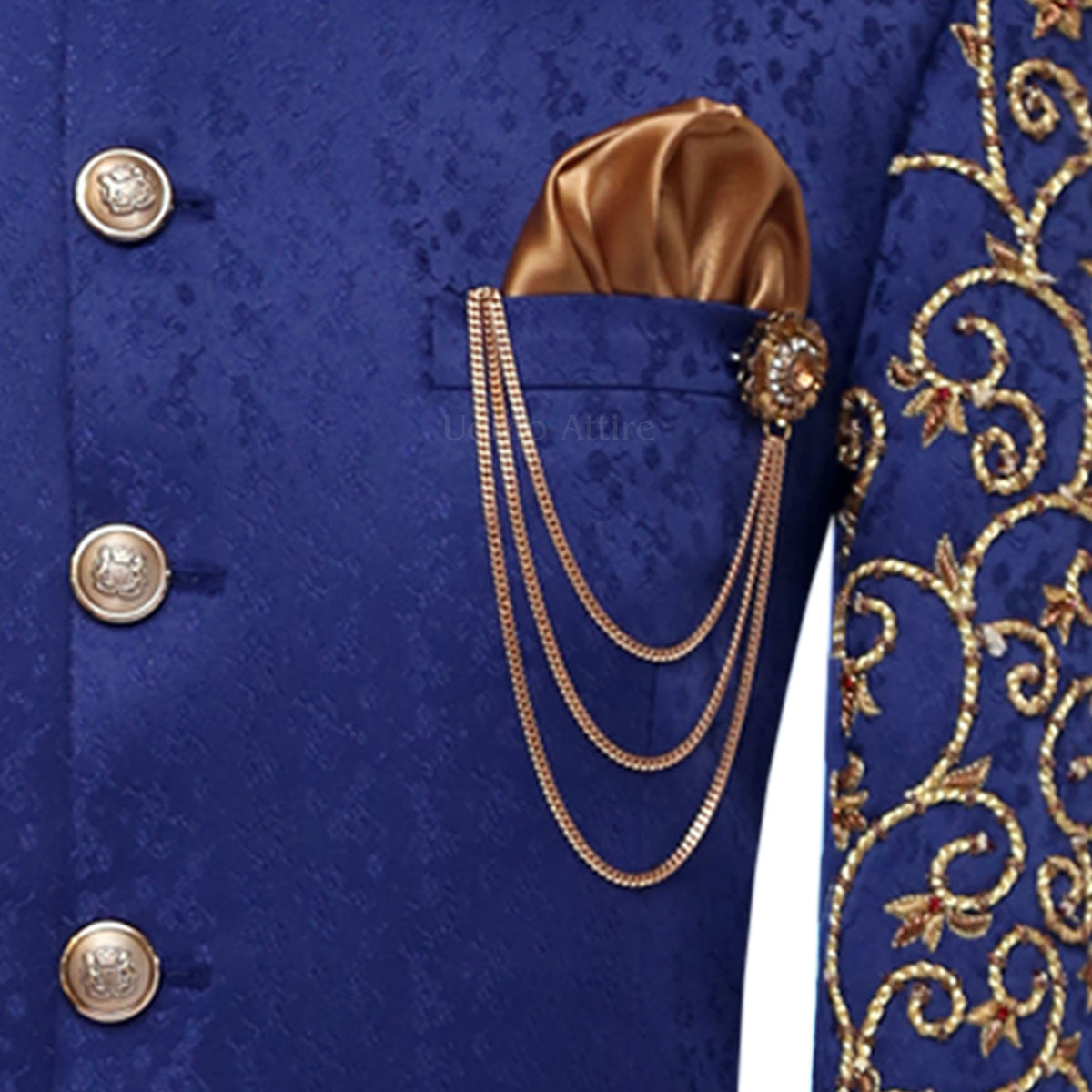 Blue full sleeve and ban embellished prince coat 3