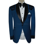 Teal Blue Tuxedo Suit for Groom