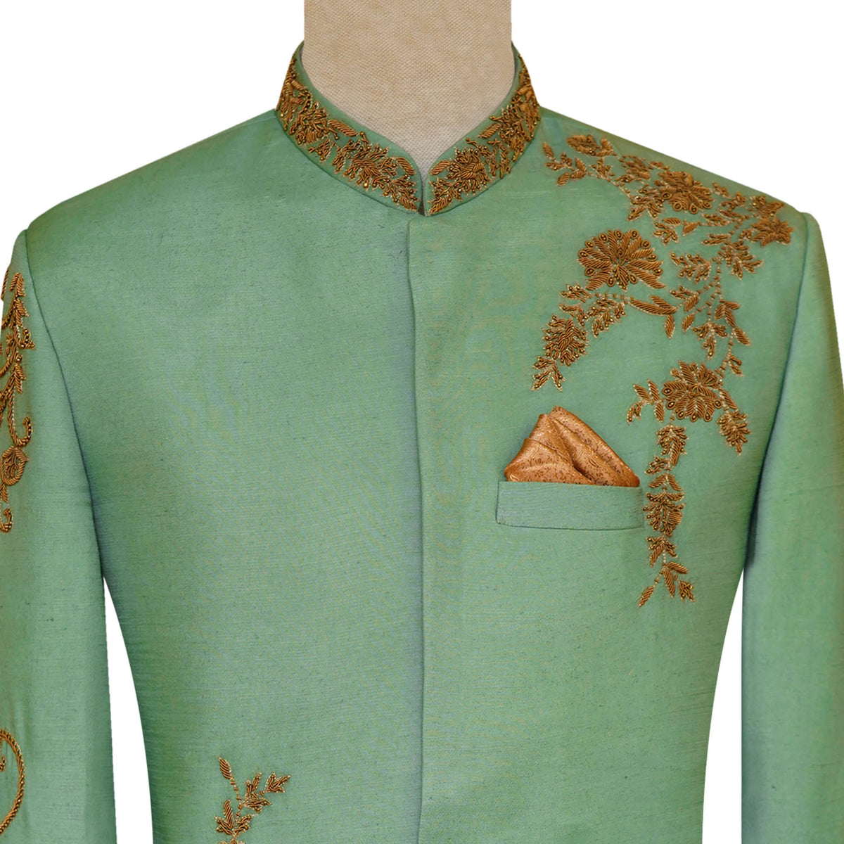 Buy Sea Green Prince Coat with Golden Work | Prince Coat Online
