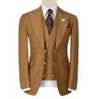 Caramel Brown Wedding Italian 3 Piece Suit for Groom