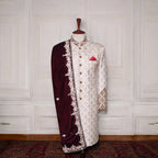 Champagne Gold Designer Wedding Sherwani for Groom
