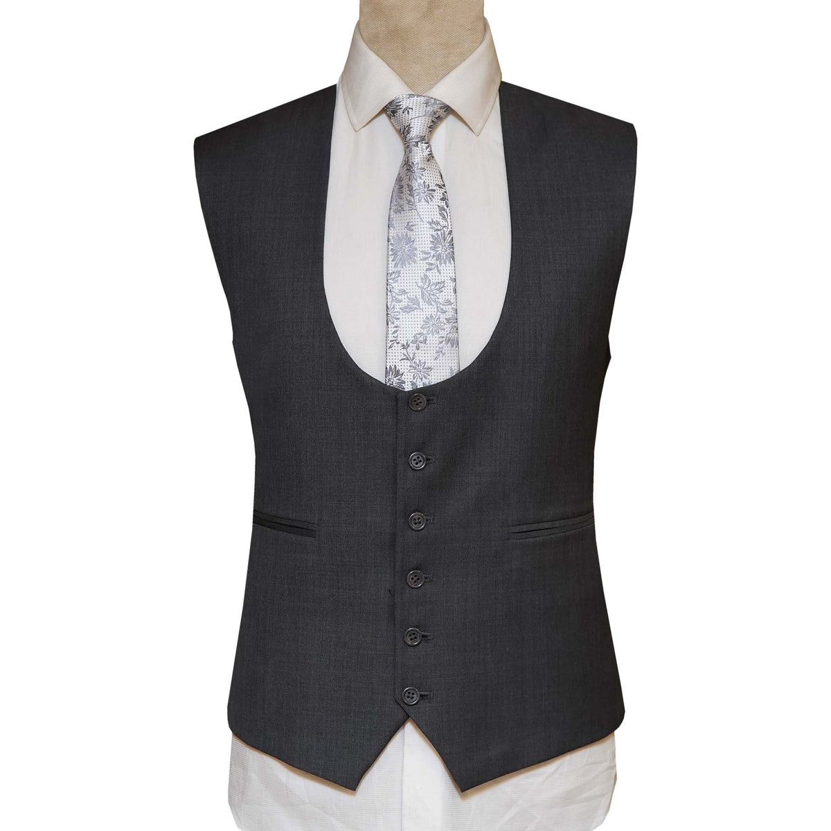 Slim Fit Charcoal Grey Vest for Wedding Suit for Groom