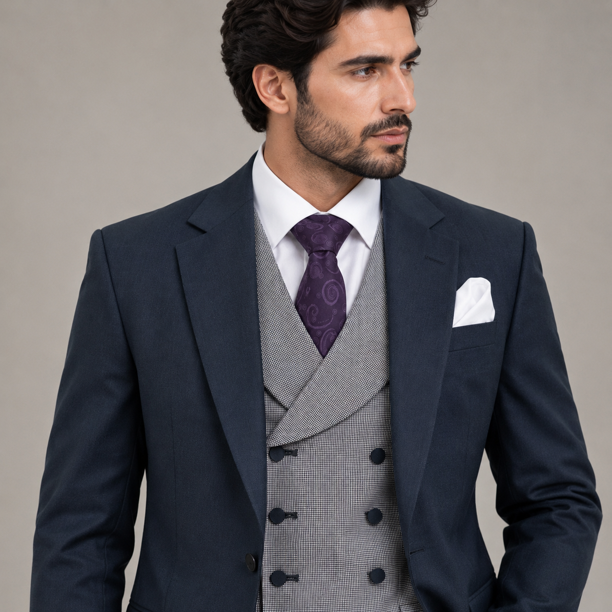 
                  
                    Zinc Blue 3 Piece Suit for Men in Guabello Wool Cashmere
                  
                