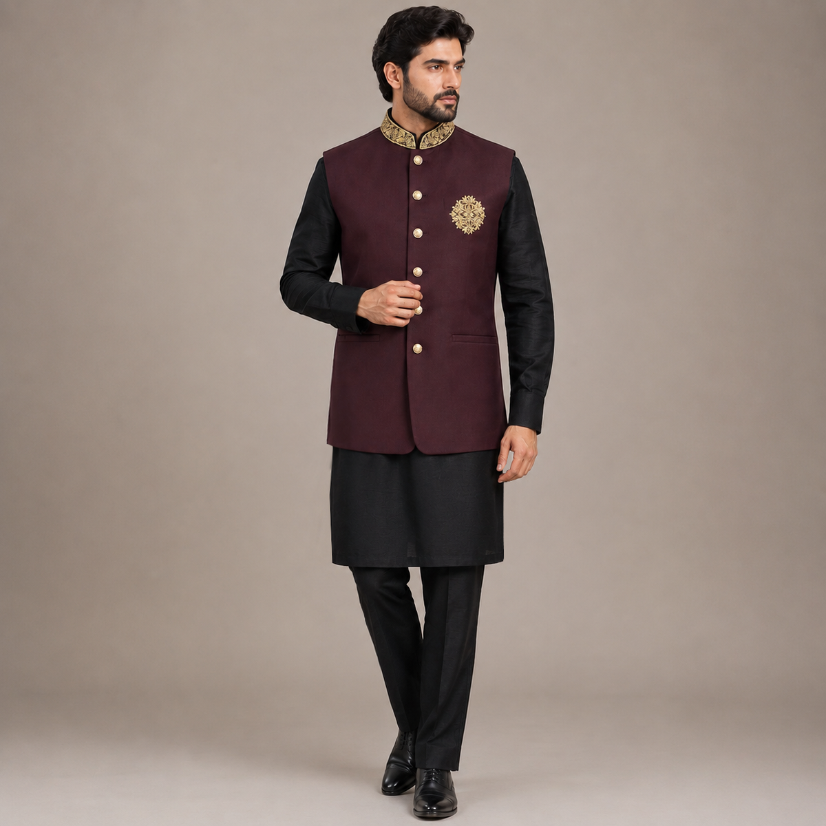 Wine Waistcoat for Men in Italian Tropical Super 150's