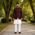Burgundy Italian Tropical Super 180's Prince Coat Worn By Mr. Hamayan Tayyab