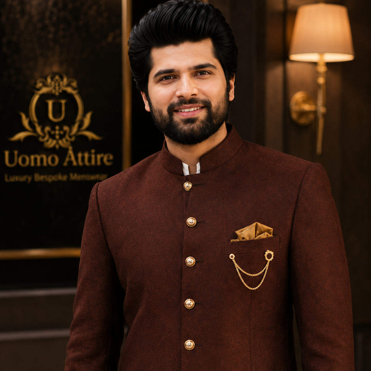 
                  
                    Burgundy Italian Tropical Super 180's Prince Coat Worn By Mr. Hamayan Tayyab
                  
                