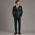 Dark Green Double Breasted Suit for Men in Biella 180's