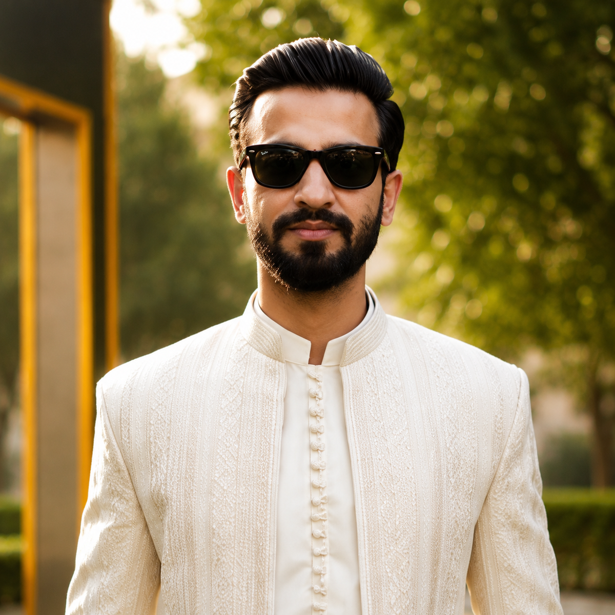 Ivory Embroidered Prince Coat for Men Worn By Our Client Mr. Zohaib
