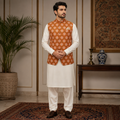 Rust Orange Tilla Embroidered Waistcoat