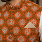 Rust Orange Tilla Embroidered Waistcoat