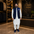 President Blue Super 130's Merino Waistcoat Worn by Mr. Nasir Khan