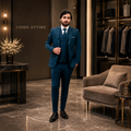 Zinc Blue Superfine 120's Wool 3-Piece Suit Worn by Mr. Afaq Riaz