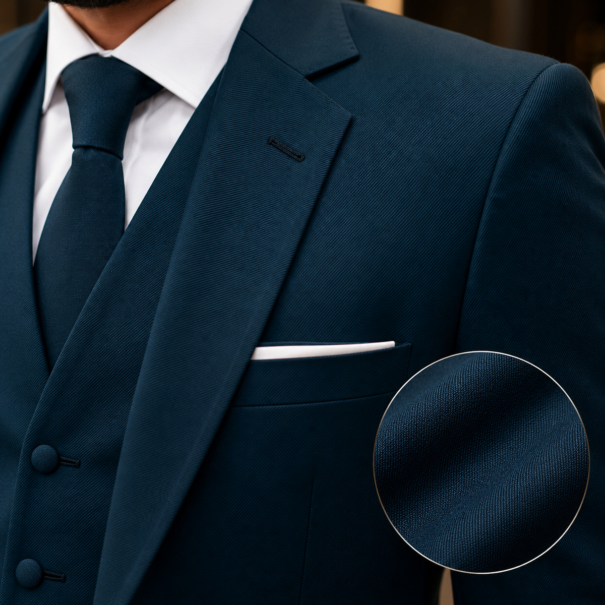 Zinc Blue Superfine 120's Wool 3-Piece Suit Worn by Mr. Afaq Riaz
