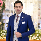 Royal Blue Tropical Fabric 3-Piece Suit for Men Wear By Our Client Mr. Hamza